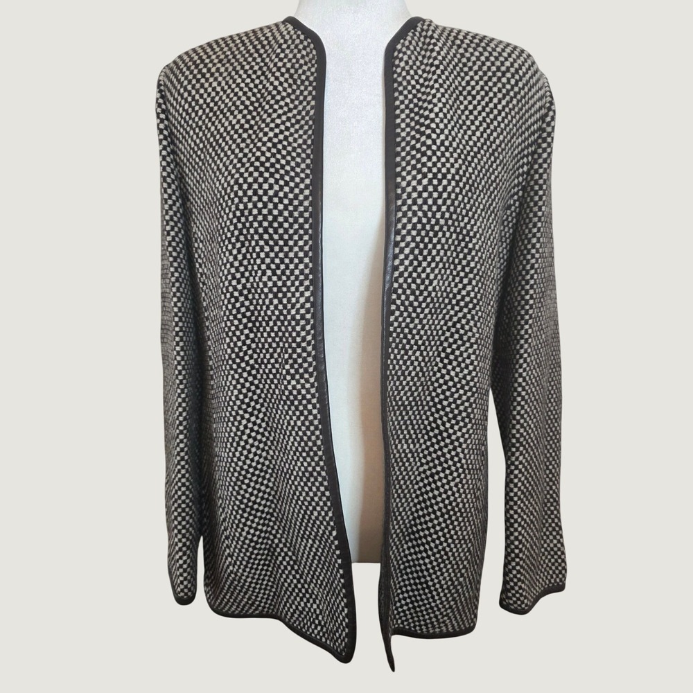 Vintage Linda Allard Ellen Tracy Jacket Espresso Brown Wool Leather Autumn Fall